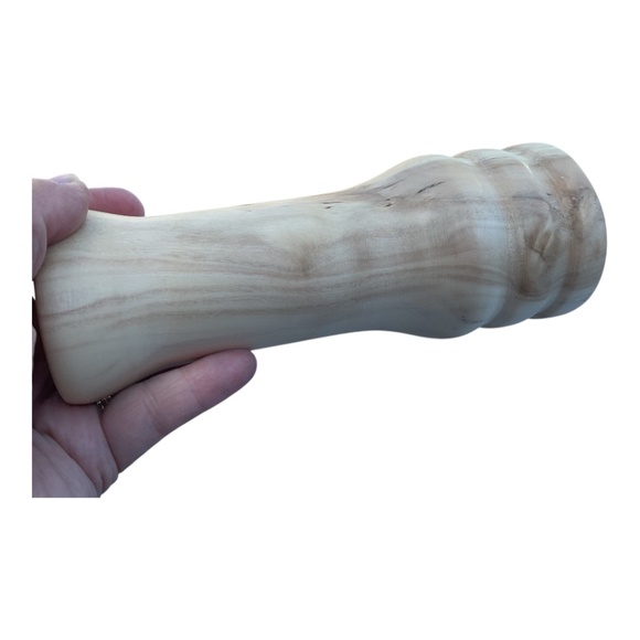 Hand Crafted Fruitwood Wood Vase Candleholder signed 7” tall unfinished - Picture 5 of 8